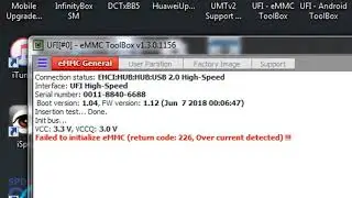 UFi Box || Failed to initialize eMMC (return code: 226, Over current detected) !!!