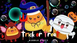 Dancing Halloween Sweets in Neon Bubble Party - CUTE Animation - Baby Sensory High Contrast Video