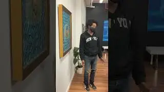Alpo portrait on display in Soho gallery.