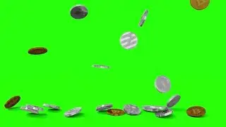 Copyright Royalty Free Ethereum and Bitcoin cryptocurrencies 3d coins green screen chroma key