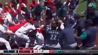 SEATTLE Mariners vs Los Angeles Angels benches clearing brawl