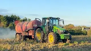 Not long left to get the slurry tanks empty, John Deere topping grass, new rain water tank prep