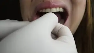 ASMR REAL DENTAL FLOSSING USING LATEX GLOVES