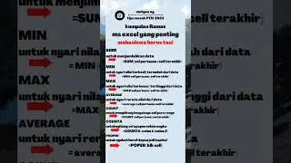 kumpulan rumus Ms Excel yang penting, mahasiswa harus tau!!!