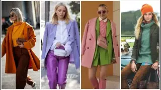 How to wear bright color in the fall and winter| colorful outfit| New fashion| street style outfit