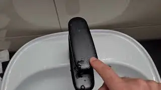 Faucet arm at 90 degrees rotation (Left = Hot, Front = Cold)