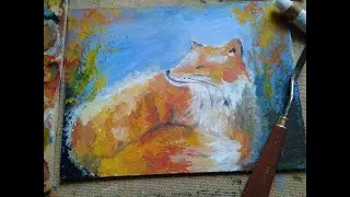 Лиса маслом | Пошаговое рисование для начинающих
