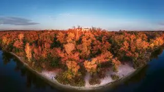 Хортица Осень Закат красивый вид с высоты