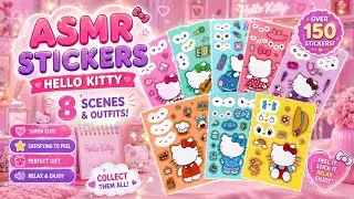 ASMR Hello Kitty Stickers 🌸 8 Cute Looks & Locations! Can You Spot the Mistake? 👀✨ 스티커로 조립하기 