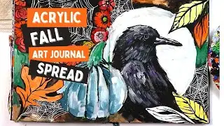 acrylic fall spread in my art journal