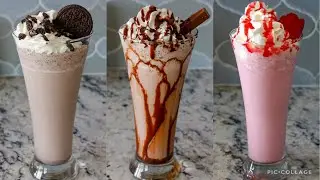 3 Milkshake Recipe | Oreo Milkshake | KitKat Chocolate Milkshake | Strawberry Milkshake