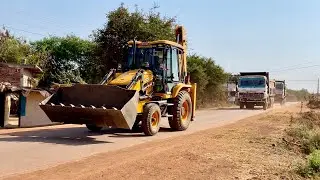 JCB 3dx Backhoe Loading Murum and Mud in Tata 2518Ex Truck and Tipper