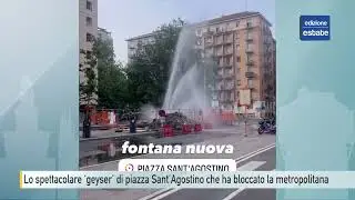 Lo spettacolare ‘geyser’ esploso in piazza Sant'Agostino a Milano, in tilt la metropolitana