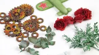 Как я делаю декор для открытки на 9 Мая: гвоздика, мелкоцветы, листики, шестеренки ⭐Скрапбукинг
