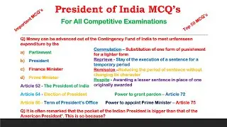 President of India MCQ's - Top 50 Indian Polity Bits