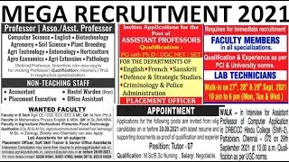 MEGA RECRUITMENT 2021 | Only PG Assistant Professor Vacancies in Colleges | UGC NET/PhD Not Required