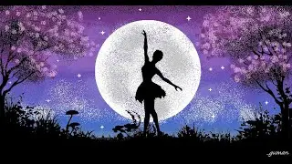 Easy & simple Drawing. Painting in computer in ms paint.  Girl in Moonlight. #mspaint #painting