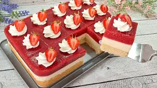 An unforgettable delicious inexpensive Strawberry-Yogurt cake! No cream! Quick and easy!