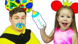 Ева и папа придумали забавные игры