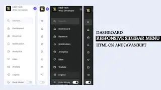 Sidebar Menu with HTML CSS and JavaScript | Tutorial | Dark/Light Mode