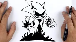 HOW TO DRAW MINUS SONIC EXE (LORD X) V2 | Friday Night Funkin (FNF) - Easy Step By Step Tutorial