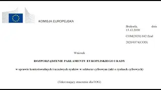 Akt o rynkach cyfrowych - Digital Markets Act w Unii Europejskiej