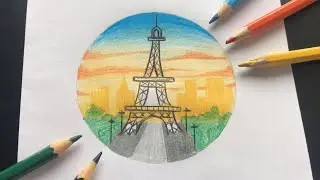 Como desenhar a Torre Eifel. Desenho de Paisagem.