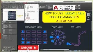 How to use array command!AutoCAD Array Command!Type of array command!Array command tutorial in Hindi