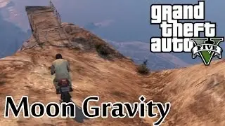 ★ GTA 5 - Moon Gravity BMX Jump Off Mountain!