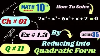 Lec 35 math10 Ex 1.3 Q11 | math 10th class chapter 1 | equation reducible to quadratic equation