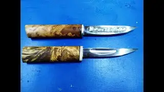 И снова про якутские ножи. Будьте осторожней! На этот раз, сразу два в работе.