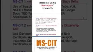 Smart Key Combinations to reduce effort in MS Word.e a smart computer user with MS-CIT