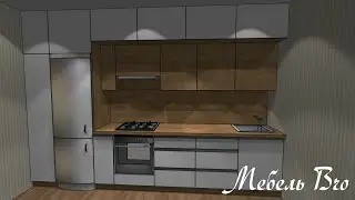 Кухня  с двухуровневыми разноглубокими верхними шкафами, ручкой гола и системой открывания пуш ап.