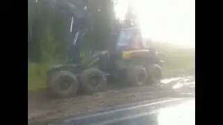 как буксует Харвестер Понссе и одновременно тащит Камаз