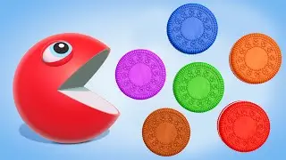 Learn Colors with PACMAN — Caterpillar Toy — Cartoon for kids — Olly the train