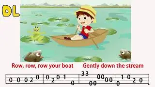 《划船曲》簡易烏克麗麗 動態歌譜與歌詞 Row Row Row Your Boat (Ukulele tabs with lyric)