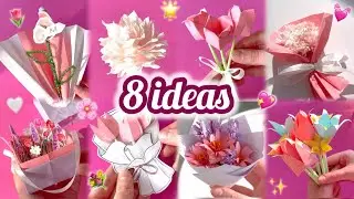 8 ideas | DIY Paper Flower Bouquet Tutorial | How to Make Flowers | rose | tulips 💐
