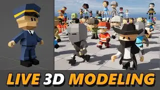 Live 3D Character Modeling - Crispoly Characters Mini - Blender 3.6.2