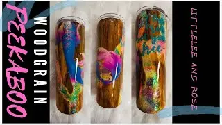 DIY Glitter Flow Peekaboo woodgrain Mermaid Tumbler