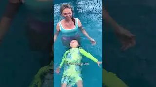 Toddler SOMERSAULTS in the pool! #viral #baby #survivalswimming #floating #pool #summer #water #mom