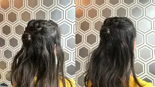 Messy Half Up Half Down Braided Bun