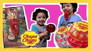 Giant Chupa Chups Lollipops Gummy Joker Tongue Curly Kidz Fun Candy Review