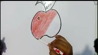 How to draw an apple easily