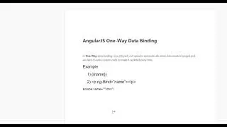 AngularJS one Way Data Binding