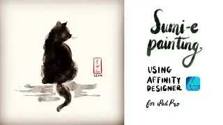 digital sumi-e painting tutorial of a Cat using Affinity Designer for iPad