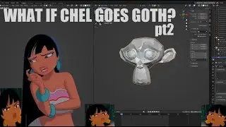 Chel goes Goth pt2 -- Hair, Outfit And Rigging - Blender/Zbrush 3D modeling/sculpting