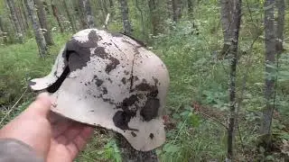 КОП ПО ВОЙНЕ №11. ЗИМНИК ИЗ ВОРОНКИ./GERMAN WINTER HELMET IN A SHELL CRATER. c