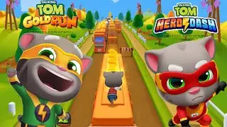 Talking Tom Gold Run vs Talking Tom Hero Dash Gameplay - Говорящий Том Бег за Золотом Игра Для Детей