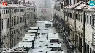 Bijeli Stradun - jaka tuča zabijelila Dubrovnik - Live Cam Croatia