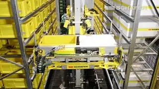 Storage-retrieval machine for bins, cartons and trays – Schäfer Miniload Crane
